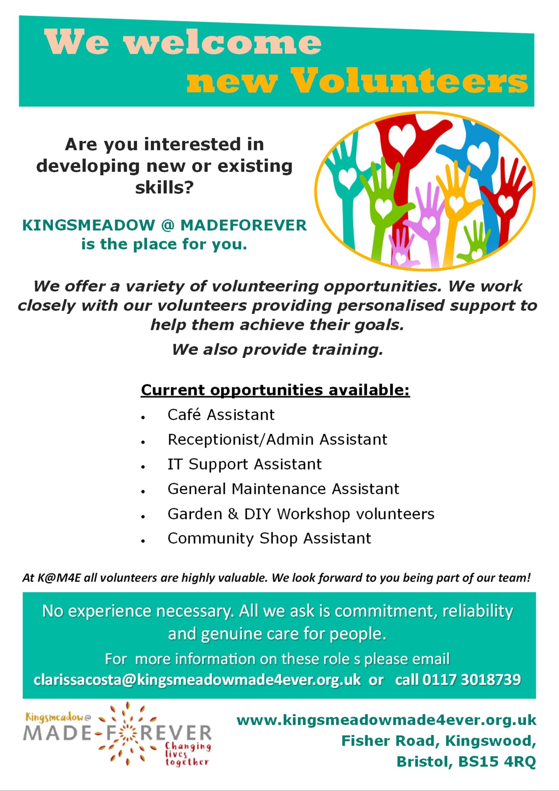 Volunteer with Us – Kingsmeadow@MadeForever